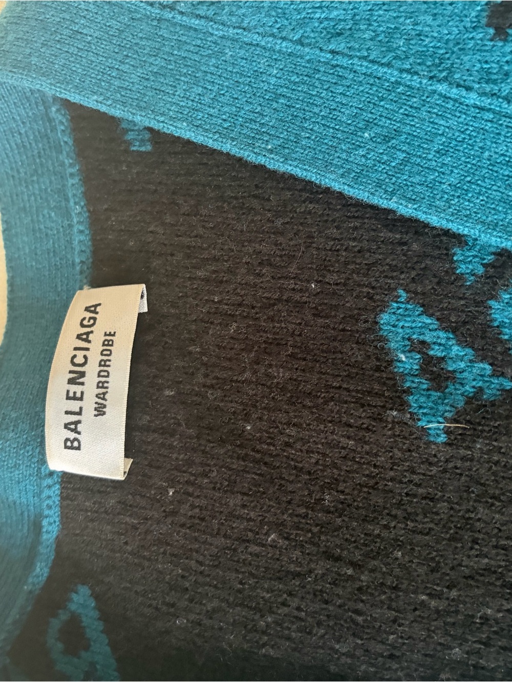 Balenciaga Teal and Black Logo Cardigan - Picture 6 of 7
